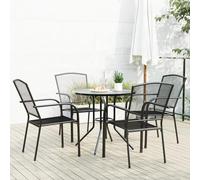 BOWEKAM Home & Garden - Set di sedie da giardino impilabili, 5 pezzi, in acciaio verniciato a polvere, colore: antracite