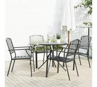 BOWEKAM Home & Garden - Set di sedie da giardino impilabili, 5 pezzi, in acciaio verniciato a polvere, colore: antracite