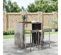 BOWEKAM Home & Garden-Sgabelli da bar 2 pezzi grigio polyrattan e legno massello di acacia - scelta