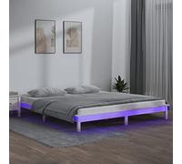 BOWEKAM Home & Garden - Struttura letto a LED senza materasso, 120 x 200 cm, in legno massello, colore: Bianco
