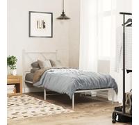 BOWEKAM Home & Garden-Struttura letto in metallo senza materasso con testiera bianca, 80 x 200 cm