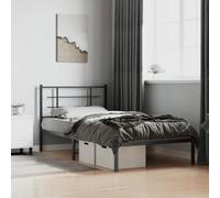 BOWEKAM Home & Garden-Struttura letto in metallo senza materasso con testiera nera, 107 x 203 cm