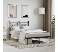 BOWEKAM Home & Garden-Struttura letto in metallo senza materasso con testiera nera, 120 x 200 cm