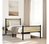 BOWEKAM Home & Garden - Struttura letto in metallo, senza materasso, in rovere Sonoma, 75 x 190 cm, misura piccola