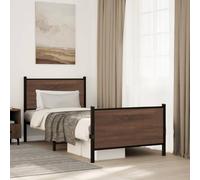BOWEKAM Home & Garden - Struttura letto in metallo senza materasso, rovere marrone, 75 x 190 cm, misura piccola, 1 piazza e mezza a scelta
