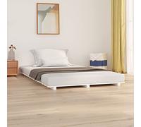 BOWEKAM Home & Garden - Struttura letto senza materasso, 140 x 190 cm, in legno massello di pino, colore: Bianco