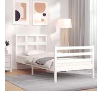 BOWEKAM Home & Garden - Struttura letto senza materasso, 90 x 200 cm, in legno massello, colore: Bianco