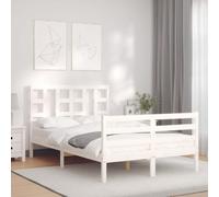 BOWEKAM Home & Garden - Struttura letto senza materasso, colore: bianco, matrimoniale piccolo, in legno massello di pino