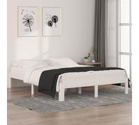 BOWEKAM Home & Garden - Struttura letto senza materasso, in legno massello, 150 x 200 cm, colore: Bianco