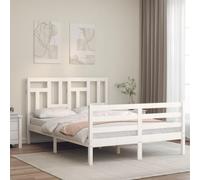BOWEKAM Home & Garden - Struttura letto senza materasso, in legno massello, colore: Bianco