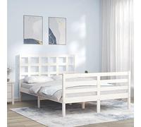 BOWEKAM Home & Garden - Struttura letto senza materasso, in legno massello, colore: Bianco