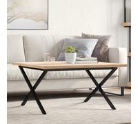 BOWEKAM Home & Garden - Tavolino da salotto con telaio a X, 90 x 90 x 45,5 cm, in legno massello di pino e acciaio, a scelta