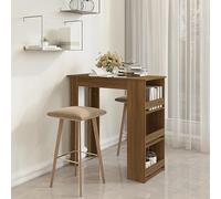 BOWEKAM Home & Garden - Tavolo da bar con ripiano portaoggetti, in rovere marrone, 102 x 50 x 103,5 cm, in legno ingegnerizzato a scelta