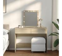 BOWEKAM Home & Garden - Tavolo da toeletta con LED in rovere Sonoma, 100 x 40 x 130 cm