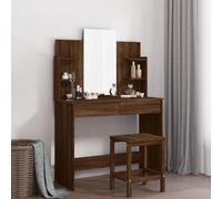 BOWEKAM Home & Garden - Tavolo da toeletta con specchio, rovere marrone, 96 x 39 x 142 cm