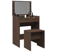 BOWEKAM Home & Garden - Tavolo da toeletta e sgabello in rovere marrone, 60 x 40 x 113,5 cm