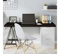 BOWEKAM Home & Garden-Tavolo in legno massello trattato rovere marrone scuro 140x50x(2-6) cm