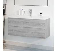 BOWEKAM Lavandino con lavabo integrato in legno Sonoma, colore: grigio