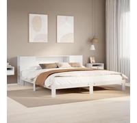 BOWEKAM Letti & Accessori-Letti & Strutture letti-Libreria Letto senza materasso Bianco 180x200 cm Super King Legno massello di pino
