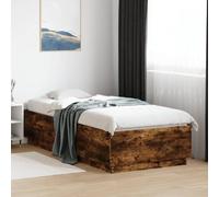 BOWEKAM Letti & Accessori-Letti & Telai letti-Telaio letto con LED senza materasso Rovere fumé 90x200 cm