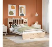 BOWEKAM Letti & Accessori-Letti & Telai-Libreria Letto Senza Materasso 160x200cm Legno Massello Pino