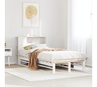 BOWEKAM Letti & Accessori-Letti & Telai-Libreria Letto Senza Materasso Bianco 100x200 cm Legno Massello