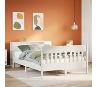 BOWEKAM Letti & Accessori-Letti & Telai-Libreria Letto Senza Materasso Bianco 120x190 cm Matrimoniale Piccolo Legno massello di pino