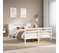 BOWEKAM Letti & Accessori-Letti & Telai-Libreria Letto Senza Materasso Bianco 150x200 cm King Size Legno massello di pino