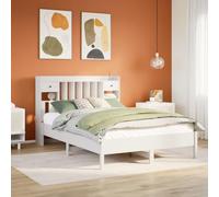 BOWEKAM Letti & Accessori-Letti & Telai-Libreria Letto Senza Materasso Bianco 150x200 cm King Size Legno massello di pino
