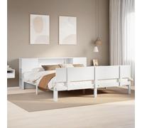 BOWEKAM Letti & Accessori-Letti & Telai-Libreria Letto Senza Materasso Bianco 200x200cm Legno massello di pino