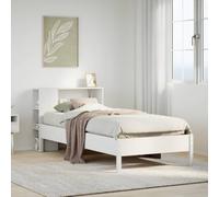 BOWEKAM Letti & Accessori-Letti & Telai-Libreria Letto Senza Materasso Bianco 75x190 cm Singolo Piccolo Legno di Pino Massello
