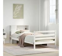 BOWEKAM Letti & Accessori-Letti & Telai-Libreria Letto Senza Materasso Bianco 90x200 cm Legno massello di pino