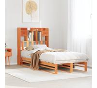 BOWEKAM Letti & Accessori-Letti & Telai-Libreria Letto Senza Materasso Cera Marrone 100x200 cm Legno massello di pino