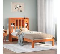 BOWEKAM Letti & Accessori-Letti & Telai-Libreria Letto Senza Materasso Cera Marrone 100x200cm Legno massello di pino