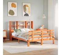 BOWEKAM Letti & Accessori-Letti & Telai-Libreria Letto Senza Materasso Cera Marrone 140x190cm Legno massello di pino