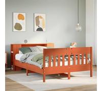 BOWEKAM Letti & Accessori-Letti & Telai-Libreria Letto Senza Materasso Cera Marrone 150x200 cm King Size Legno massello di pino