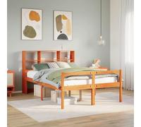 BOWEKAM Letti & Accessori-Letti & Telai-Libreria Letto Senza Materasso Cera Marrone 150x200 cm King Size Legno Massello