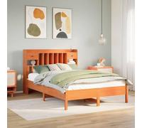 BOWEKAM Letti & Accessori-Letti & Telai-Libreria Letto Senza Materasso Cera Marrone 160x200 cm Legno massello di pino