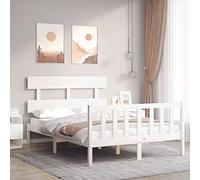 BOWEKAM Letti & Accessori-Letti & Telaio letto senza materasso Bianco 120x200 cm Legno massello di pino