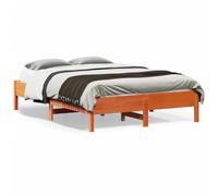 BOWEKAM Letti & Accessori-Letti & Telaio letto - Struttura letto senza materasso cera marrone 135x190 cm matrimoniale in legno massello di pino