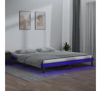 BOWEKAM Letti & Accessori-Letti & Telaio letto - Telaio letto LED senza materasso grigio 200x200 cm in legno massello