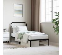 BOWEKAM Letti e accessori - Letti e strutture del letto - Struttura letto in metallo senza materasso con testiera nera, 90 x 200 cm