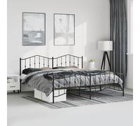 BOWEKAM Letti e accessori, Letti e strutture del letto, struttura letto in metallo senza materasso con pediera, nero, 193 x 203 cm