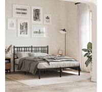 BOWEKAM Letti e accessori - Letti e strutture letto - Struttura letto in metallo senza materasso con testiera nera, 135 x 190 cm