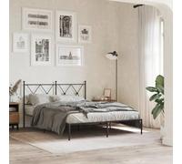 BOWEKAM Letti e accessori - Letti e strutture letto - Struttura letto in metallo senza materasso con testiera nera, 140 x 200 cm