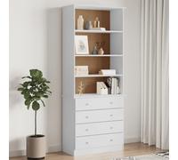 BOWEKAM Libreria con cassetti ALTA bianco, 77 x 35 x 186,5 cm, in legno massello di pino