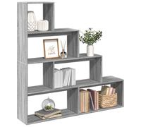 BOWEKAM Libreria divisoria a 4 ripiani grigio Sonoma 143,5 x 29 x 143,5 cm in legno ingegnerizzato