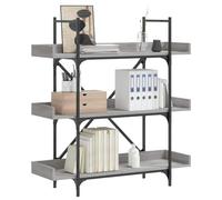 BOWEKAM Libreria e mensole a 3 ripiani grigio Sonoma 100x33x108,5 cm legno ingegnerizzato