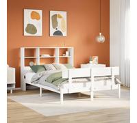 BOWEKAM Libreria letto senza materasso bianco 120x190 cm matrimoniale piccolo legno massello pino