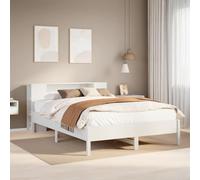 BOWEKAM Libreria letto senza materasso bianco 120x190 cm matrimoniale piccolo legno massello pino
